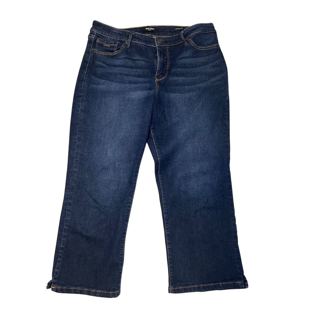 Nine West Chrystie Capri Jeans Womens 12 Dark Wash Stretch Denim Cropped Blue